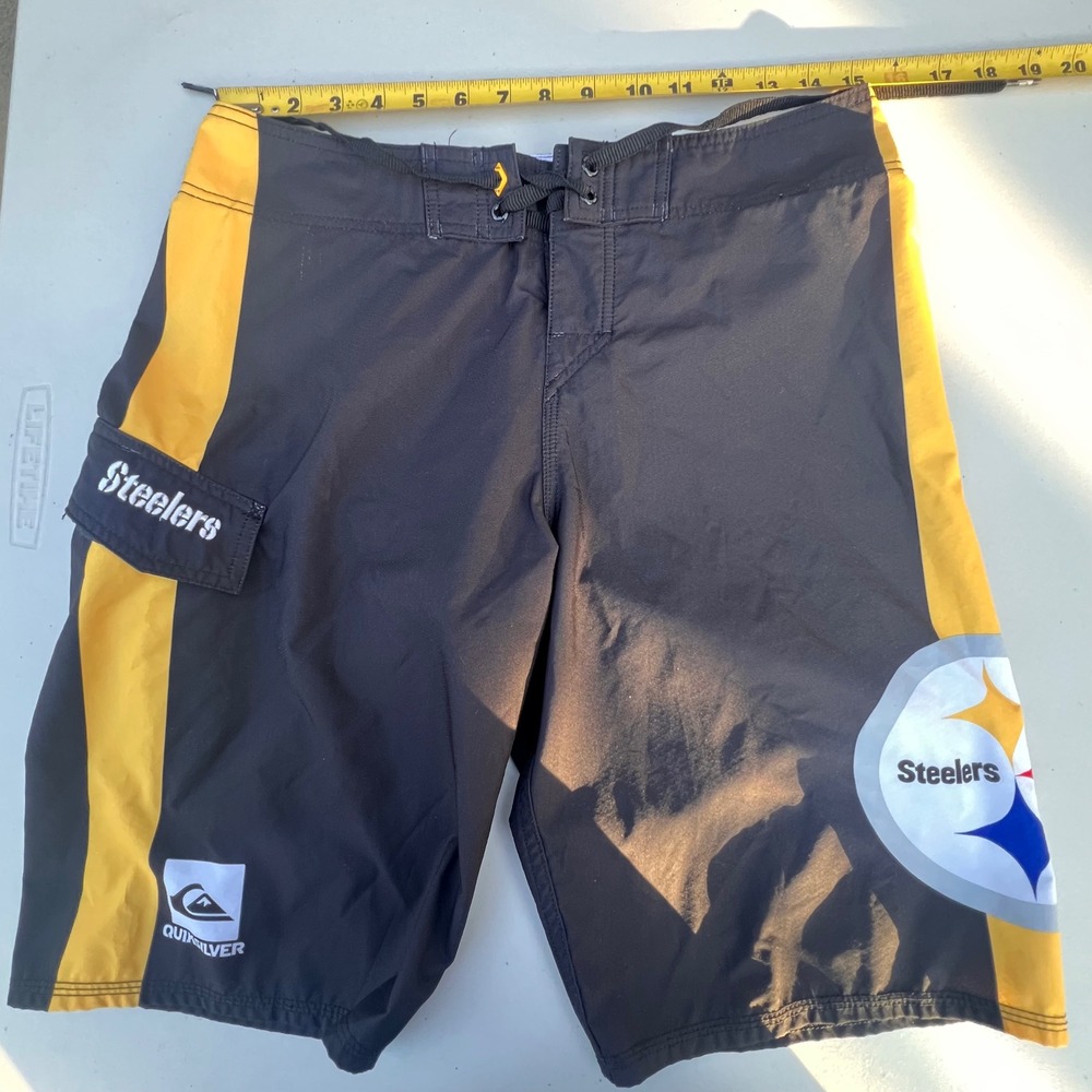 Quiksilver Pittsburgh Steelers Board Shorts Mens 30 Black Yellow NFL Swim Trunks